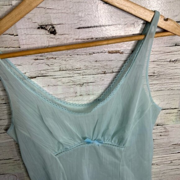 Vintage blue night gown slip chemise bow sheer size medium - Picture 4 of 8